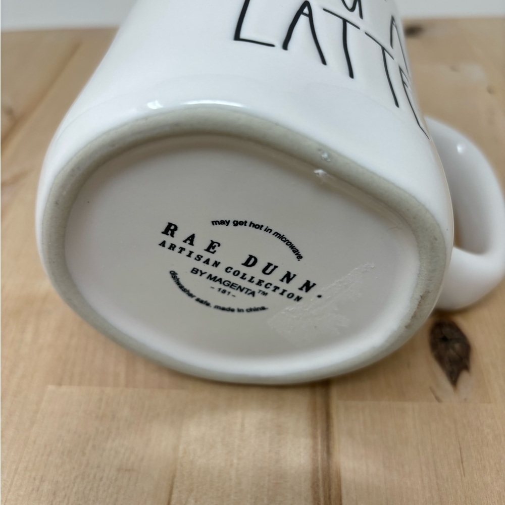 Rae Dunn LOVE YOU A LATTE Mug Ceramic Double Sided Black Lettering New - Picture 4 of 4